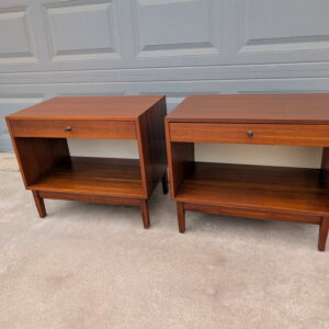 Walnut & Rosewood Pair of Nightstands