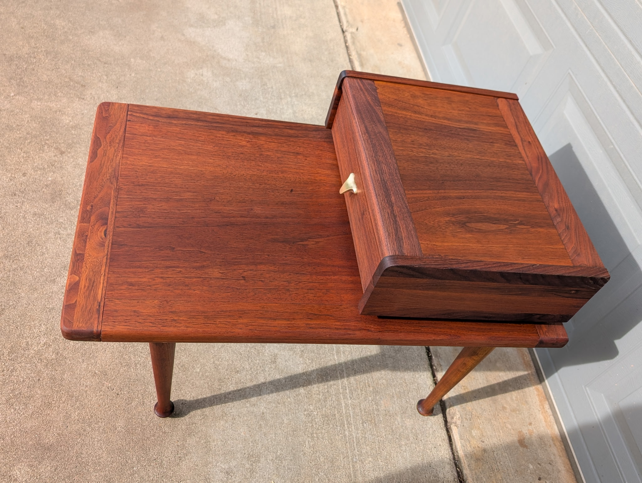Walnut Step Side Table with Drawer - Image 4