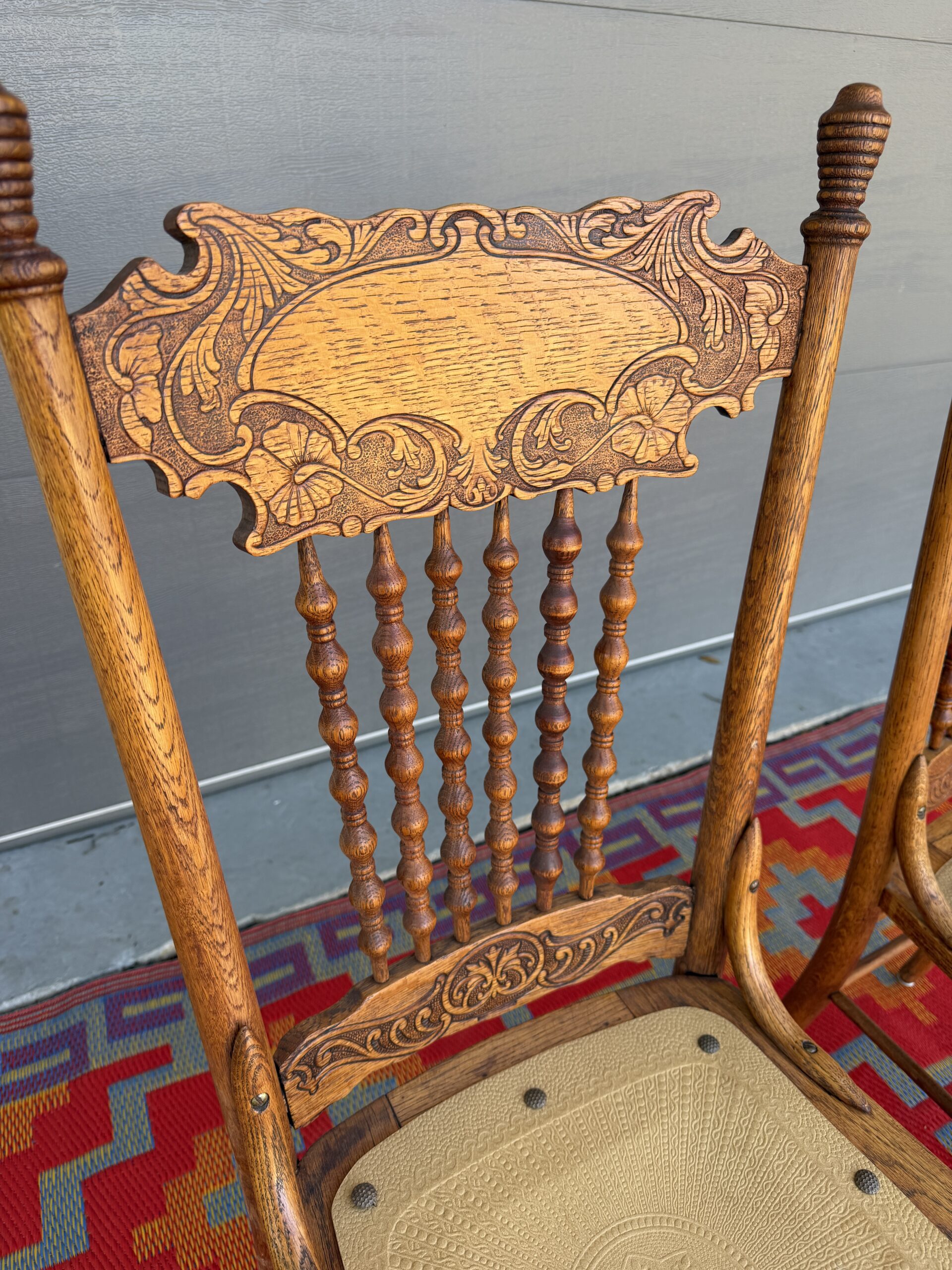 Antique Pressed Back Chairs (Pair) - Image 6