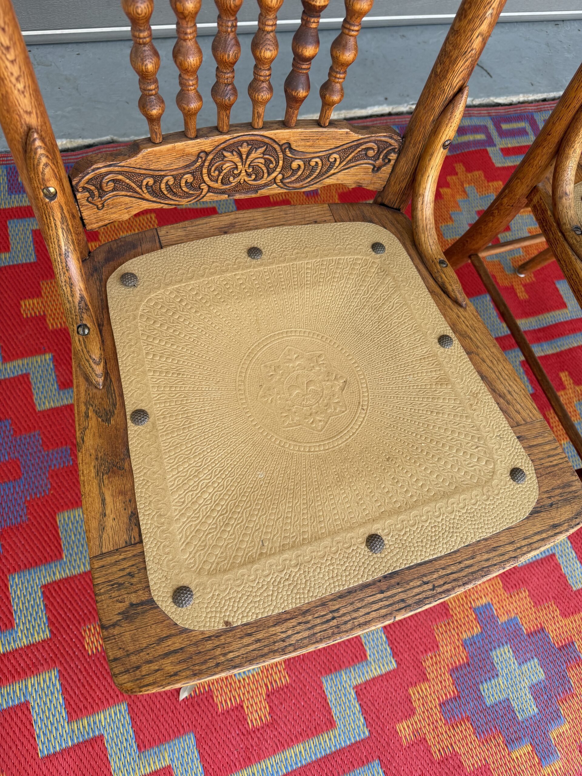 Antique Pressed Back Chairs (Pair) - Image 5