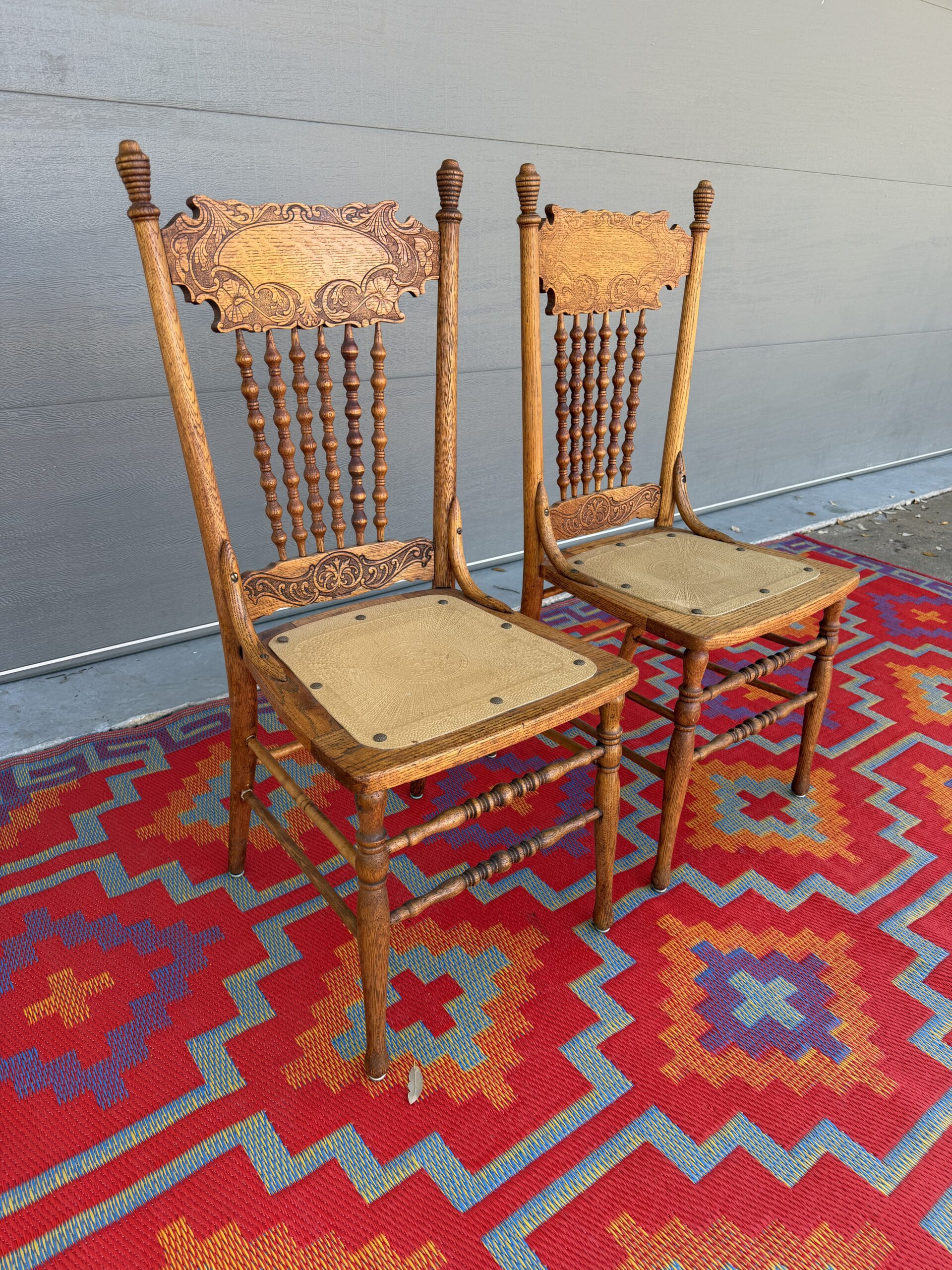 Antique Pressed Back Chairs (Pair)