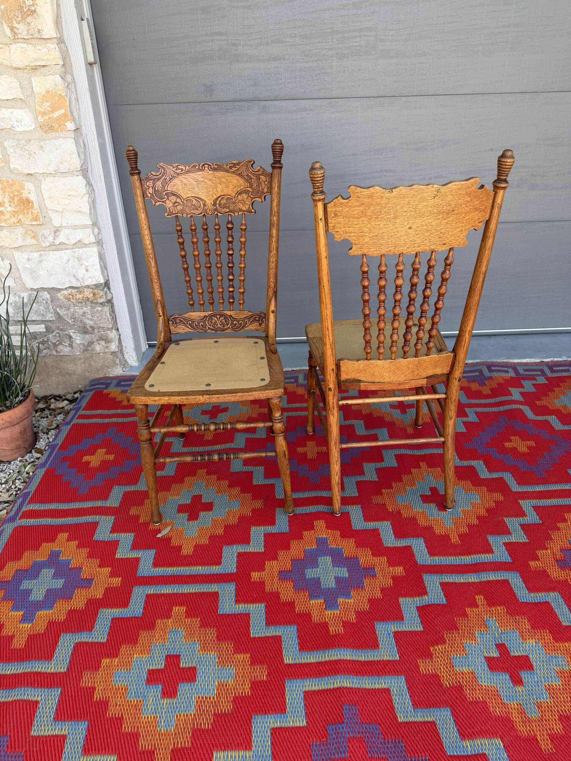 Antique Pressed Back Chairs (Pair) - Image 2