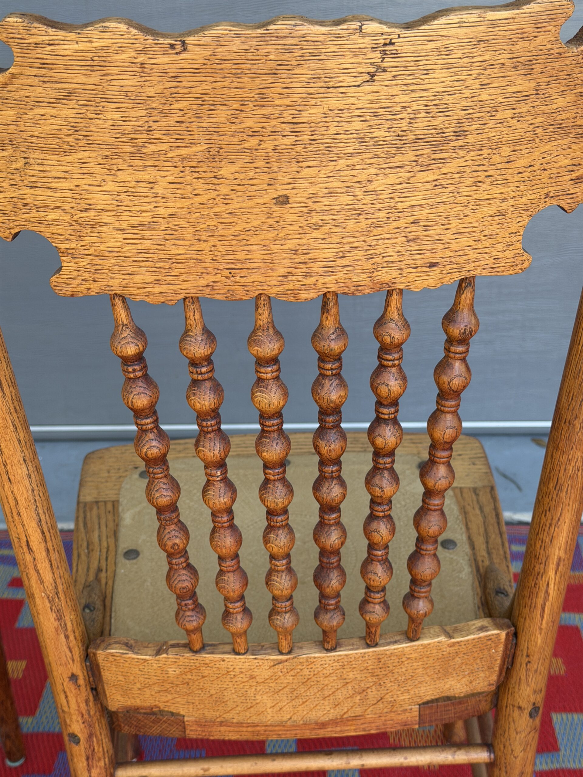 Antique Pressed Back Chairs (Pair) - Image 7