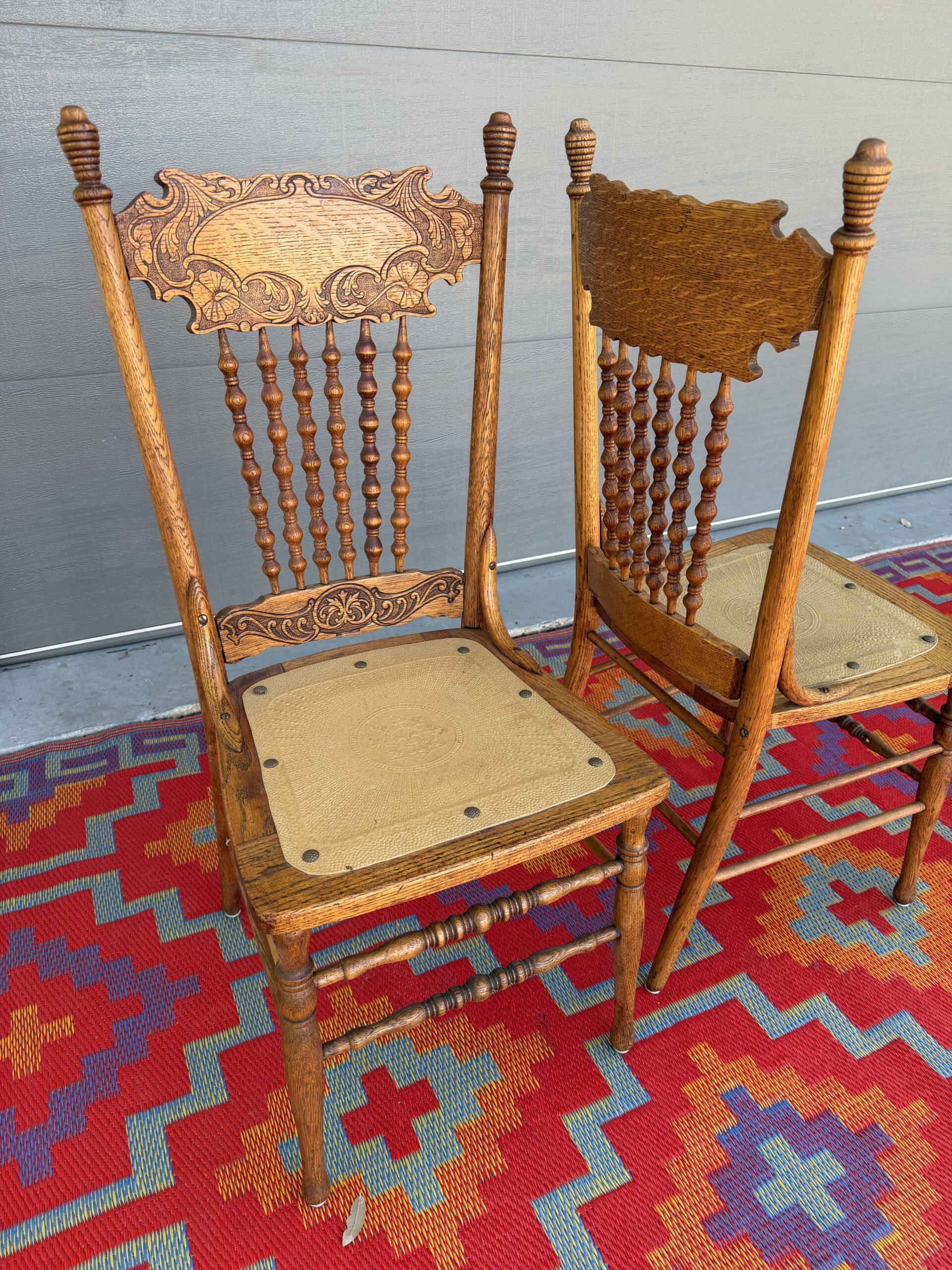 Antique Pressed Back Chairs (Pair) - Image 8