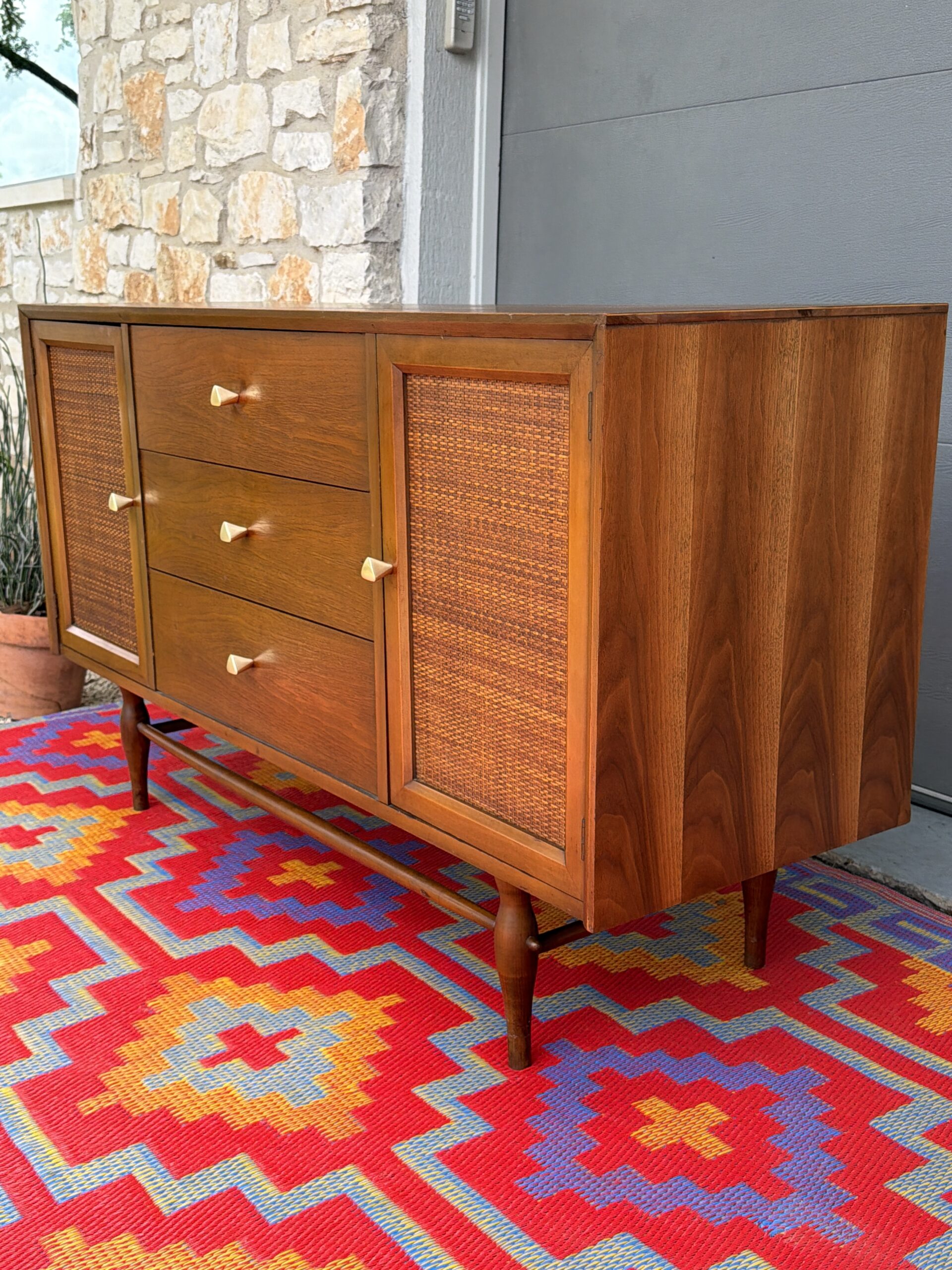 Walnut and Cane Credenza - Image 2