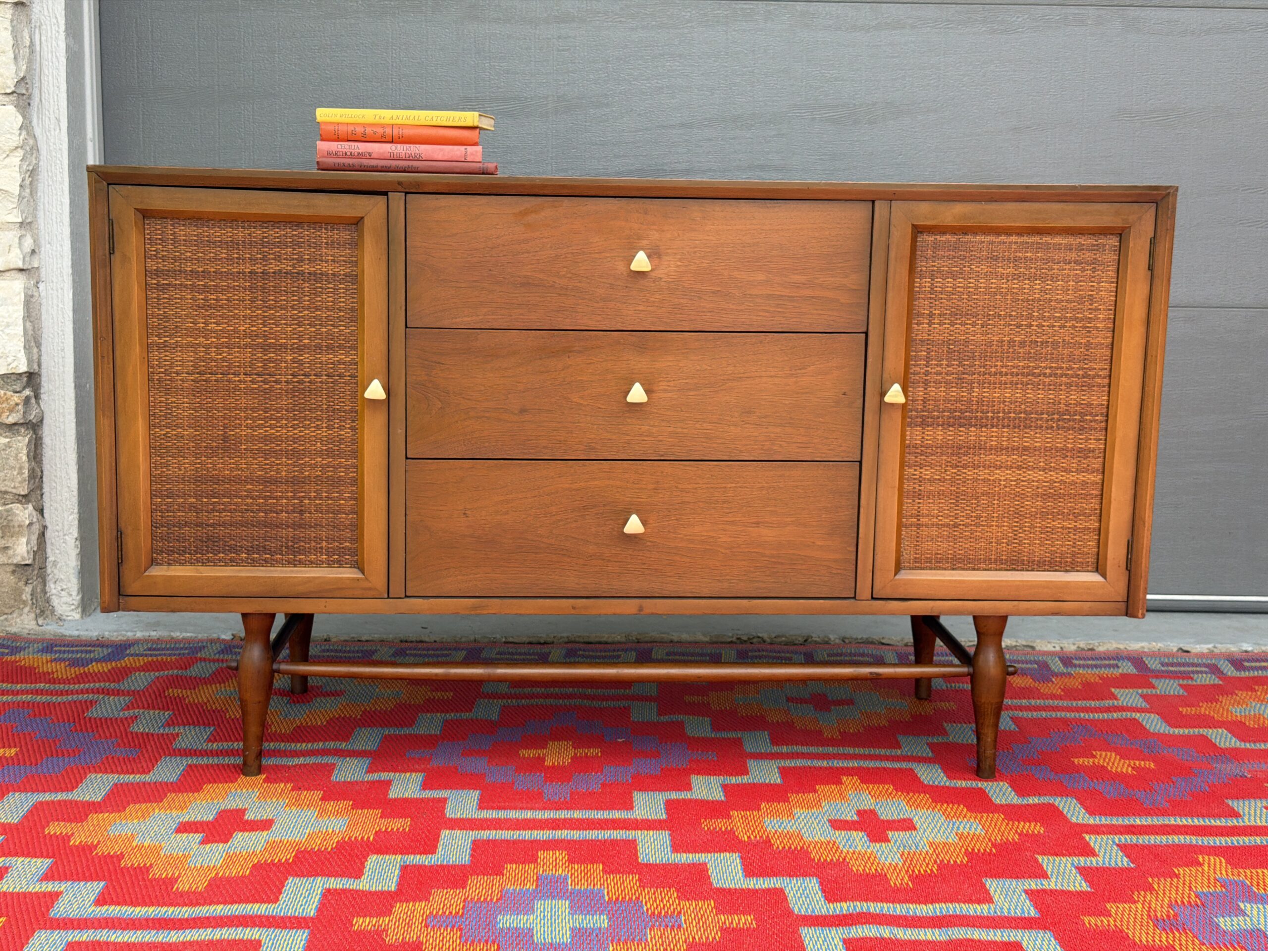 Walnut and Cane Credenza