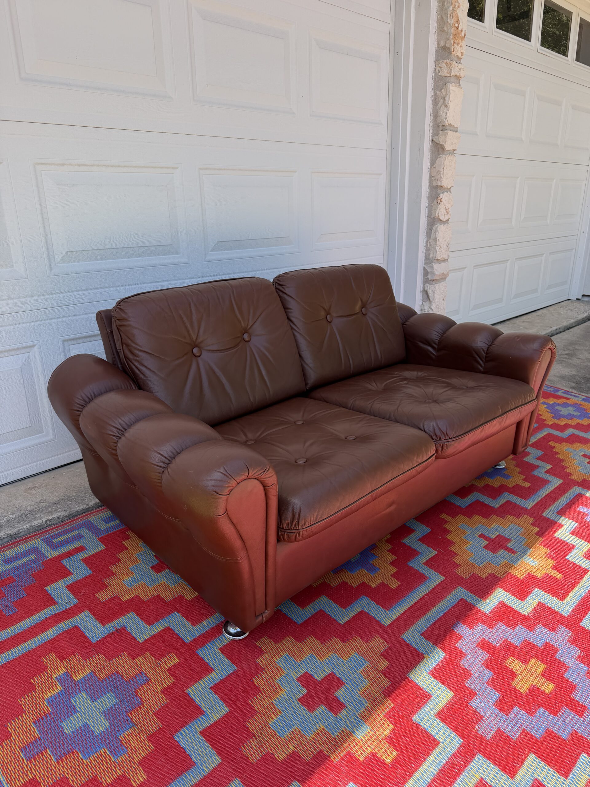 Danish Leather Sofa - Image 8