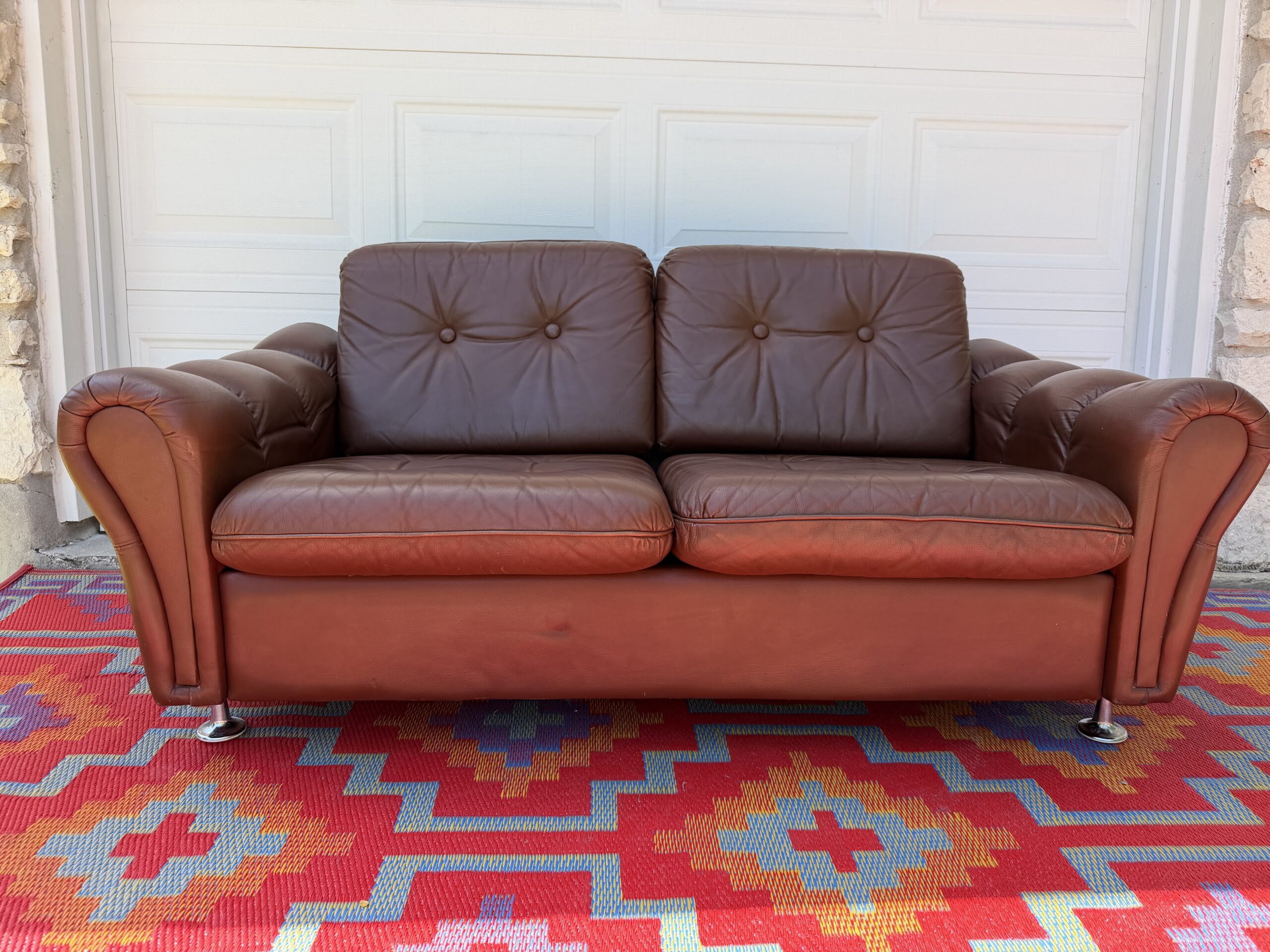 Danish Leather Sofa - Image 10