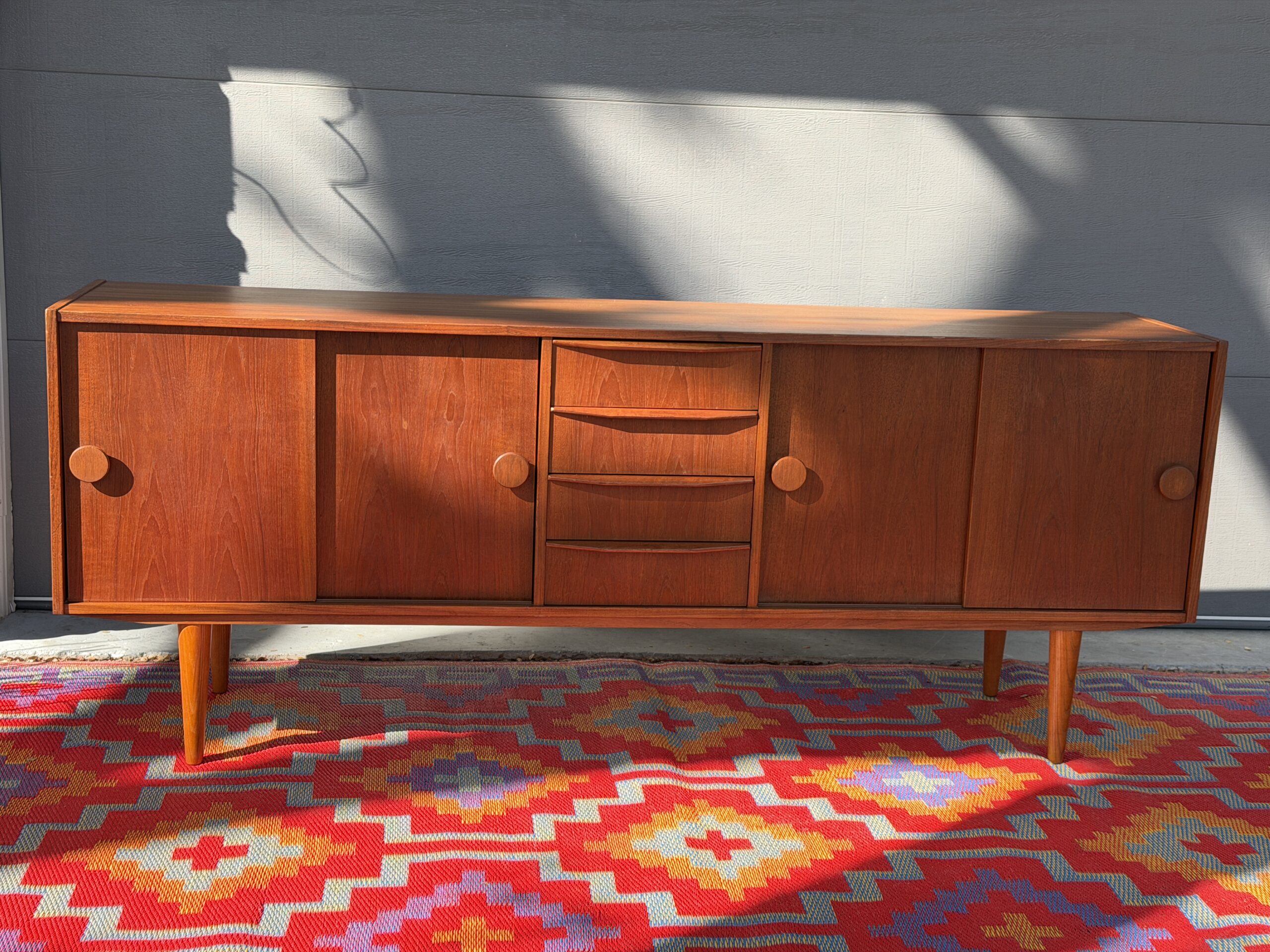 Danish Modern Teak Credenza with Circular Pulls - Image 2