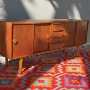 Danish Modern Teak Credenza with Circular Pulls