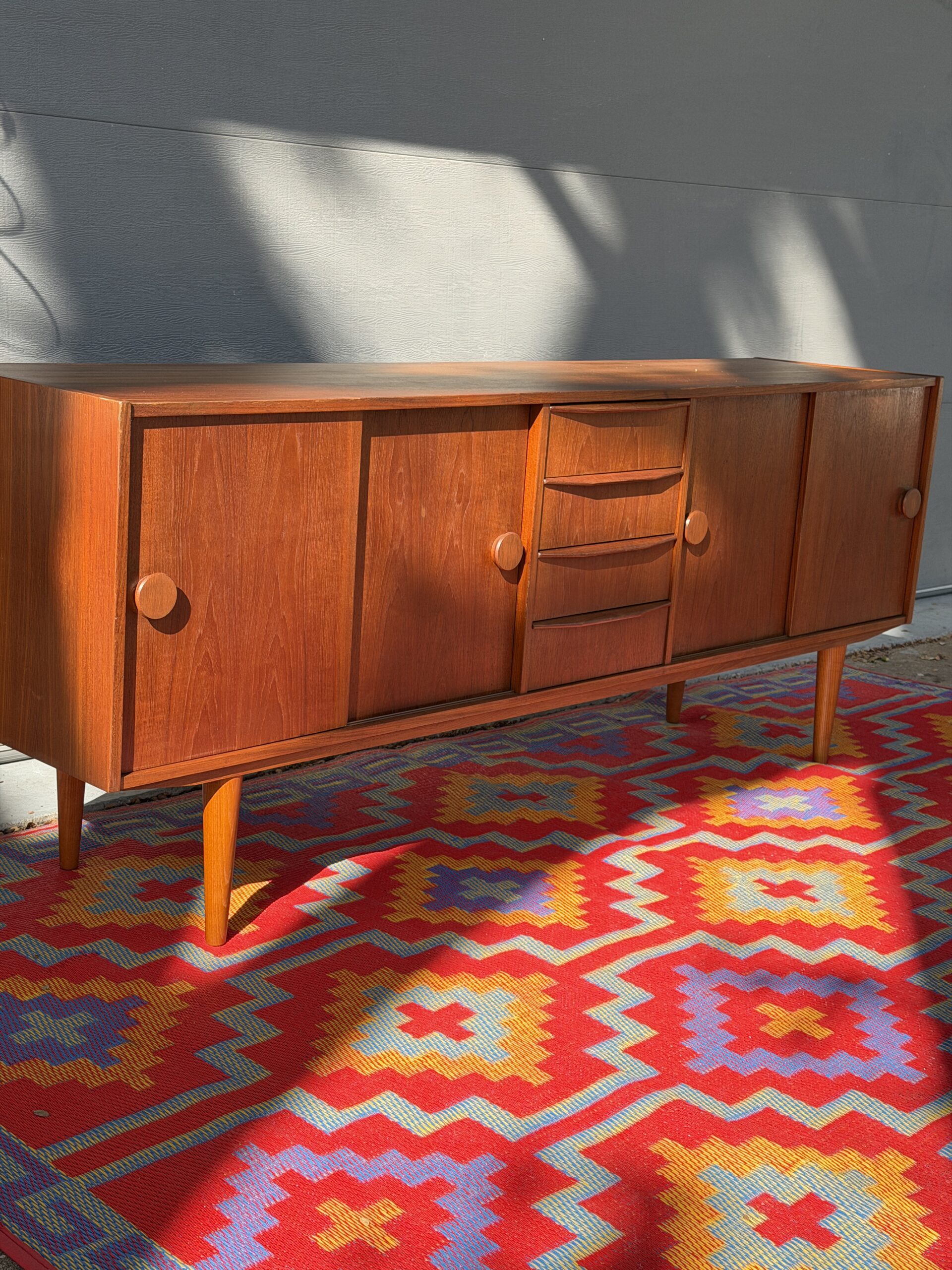 Danish Modern Teak Credenza with Circular Pulls