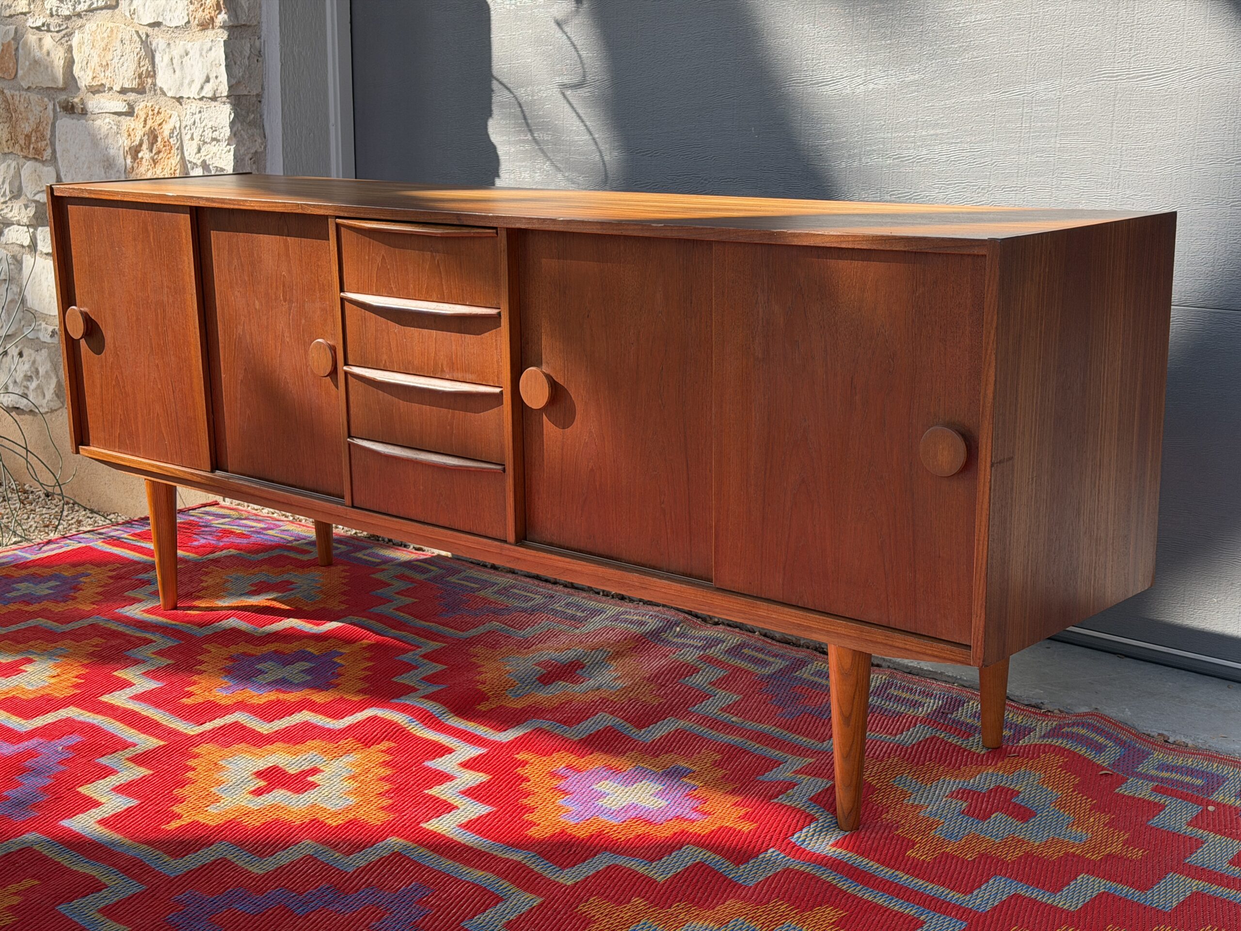 Danish Modern Teak Credenza with Circular Pulls - Image 3