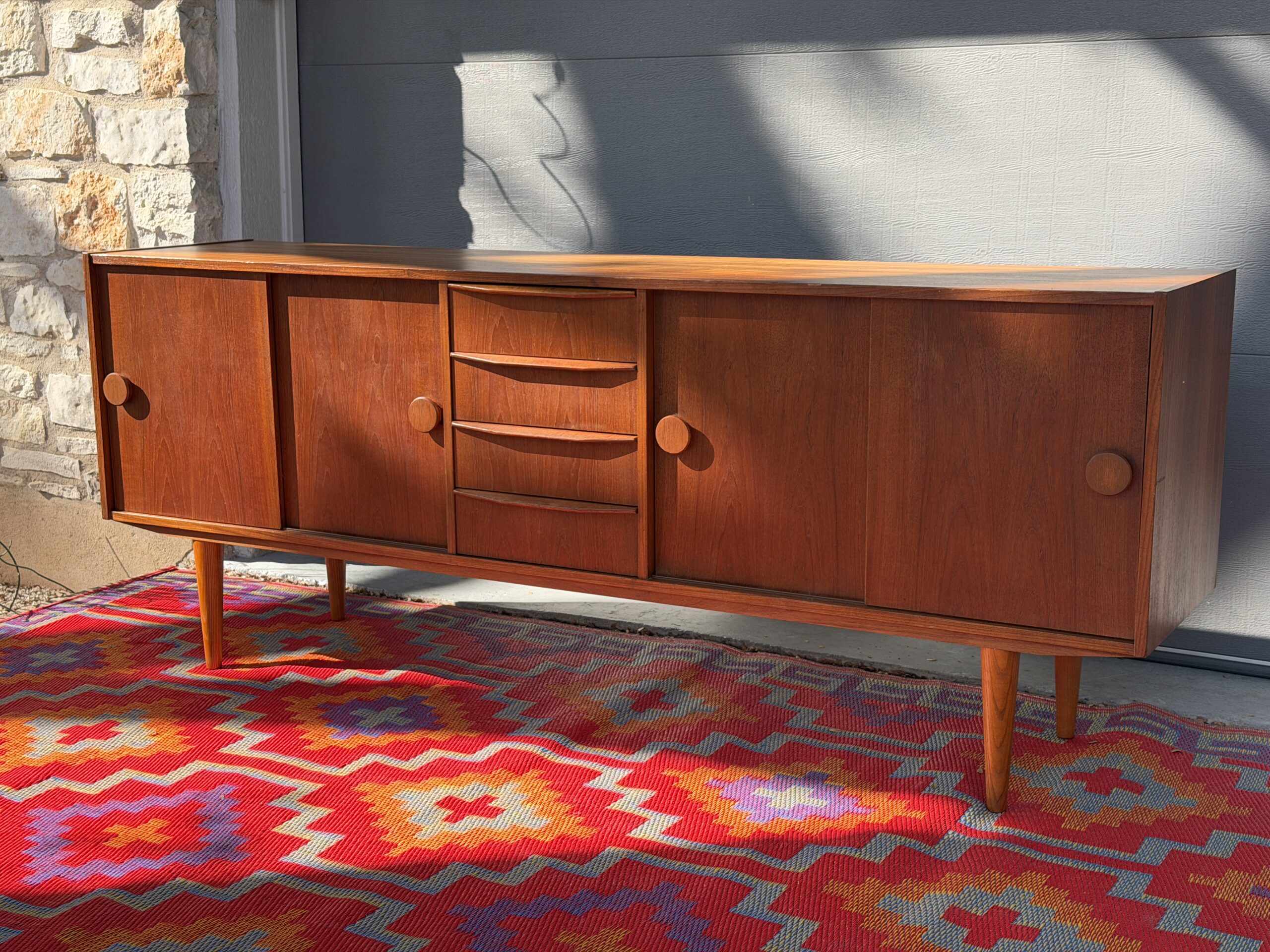 Danish Modern Teak Credenza with Circular Pulls - Image 4