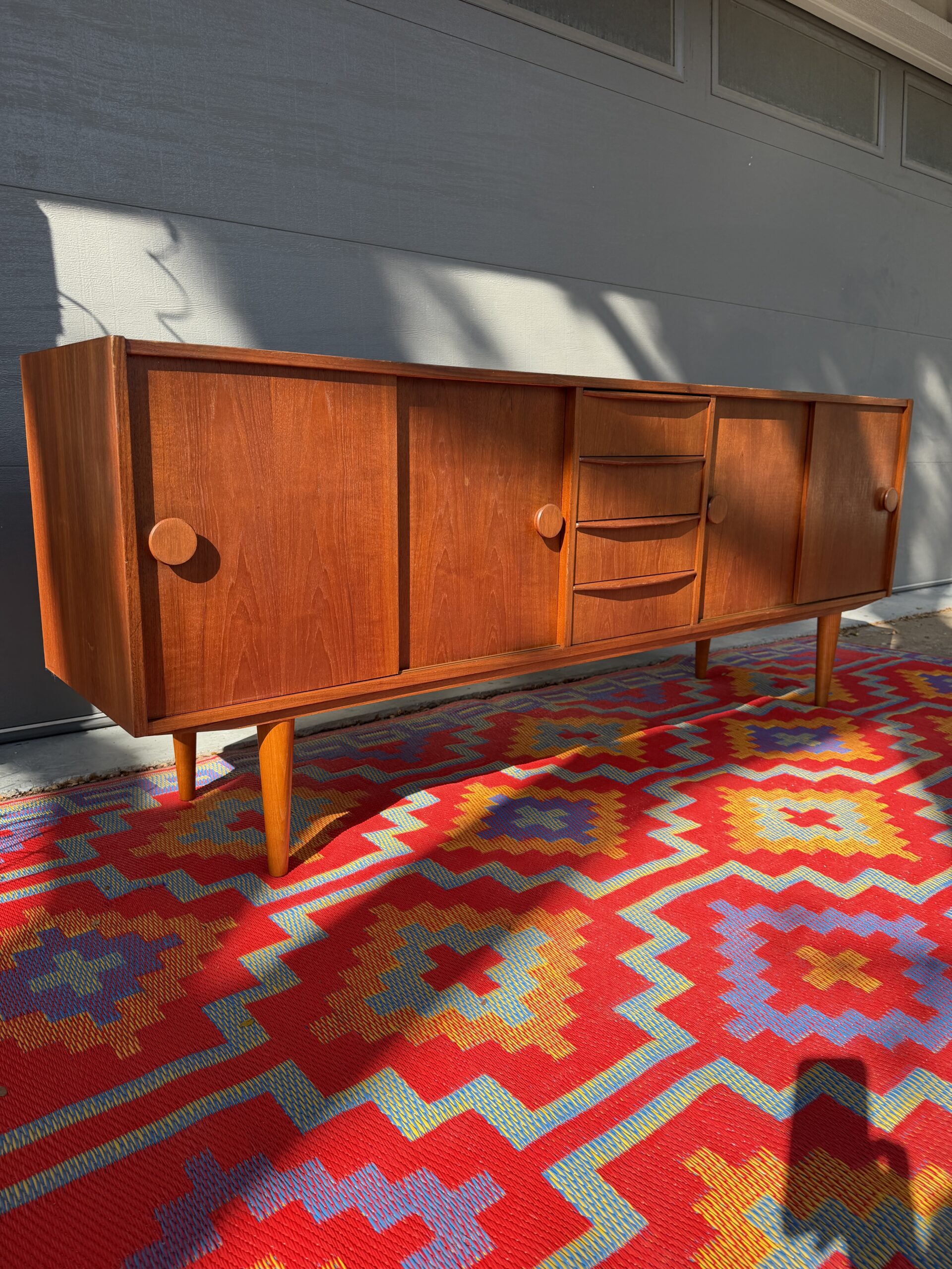 Danish Modern Teak Credenza with Circular Pulls - Image 8